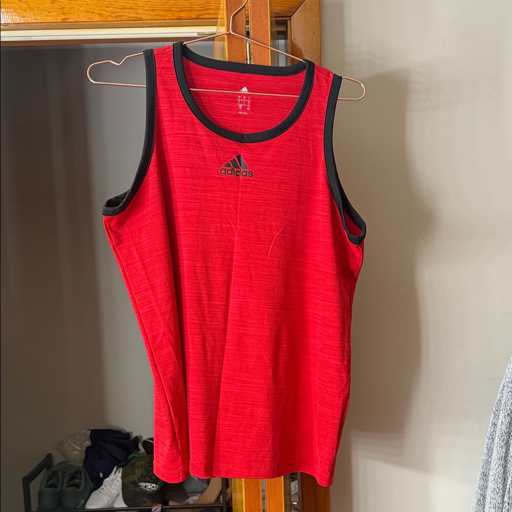 Adidas Scarlet Sleeveless Top with Black Accents